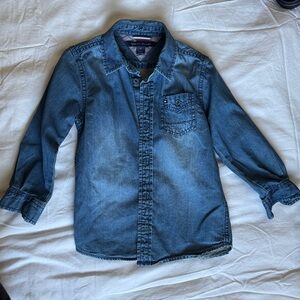Tommy Hilfiger Boys' Dark Blue Denim Button-Down Shirt